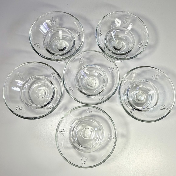 La Rochere Napoleon Bee Clear Glass Footed Dessert Bowls Sherbet Elegant Set/6 - Picture 8 of 11